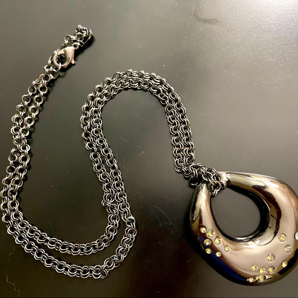 J.Crew Pendant and Chain.  Rhinestones in the pendant. - Picture 3 of 5